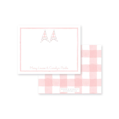Gingham Party Hats Flat Note Card