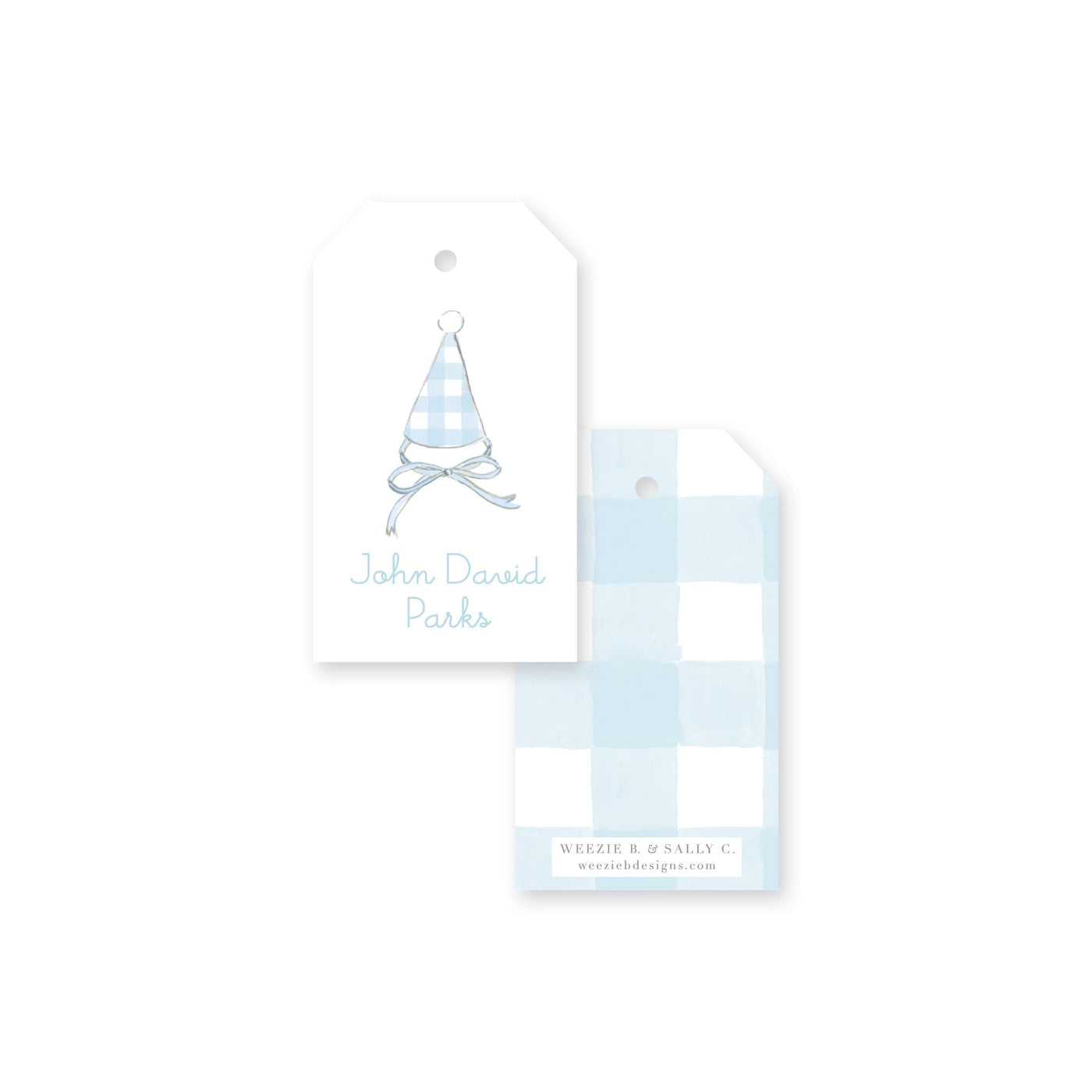 Gingham Party Hats Gift Tag
