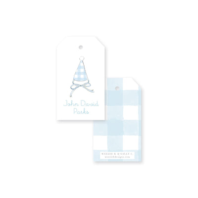 Gingham Party Hats Gift Tag