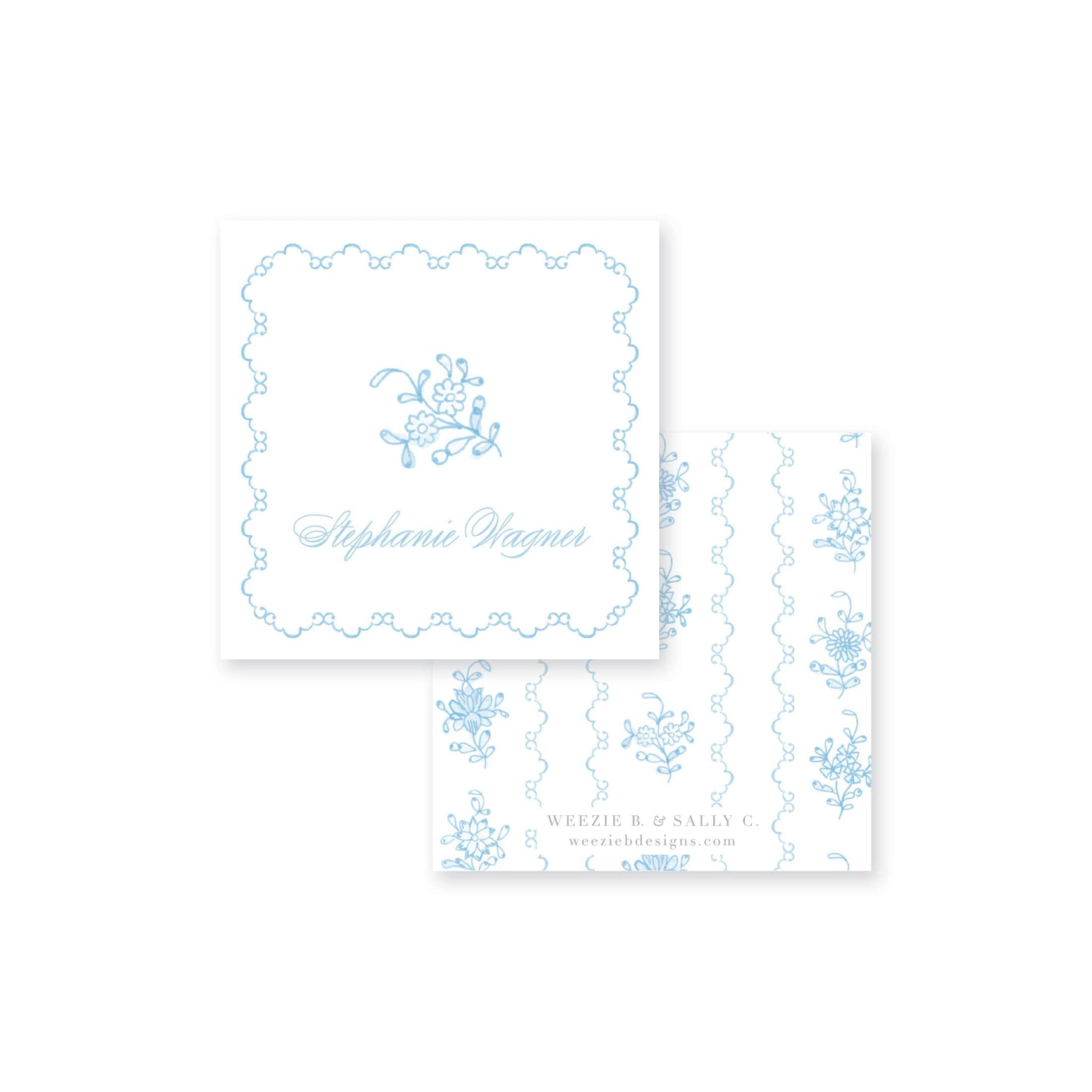 Intricate Scallop Border Floral Calling Card