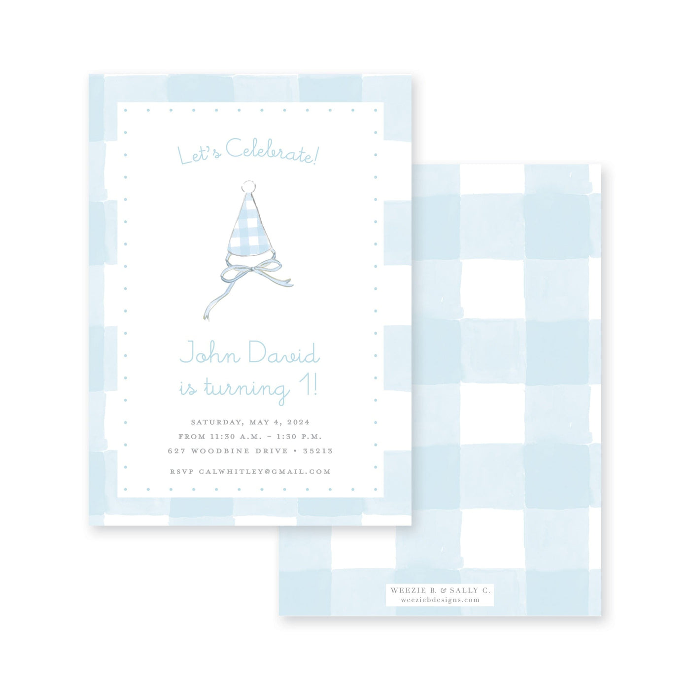 Party Hats Gingham Birthday