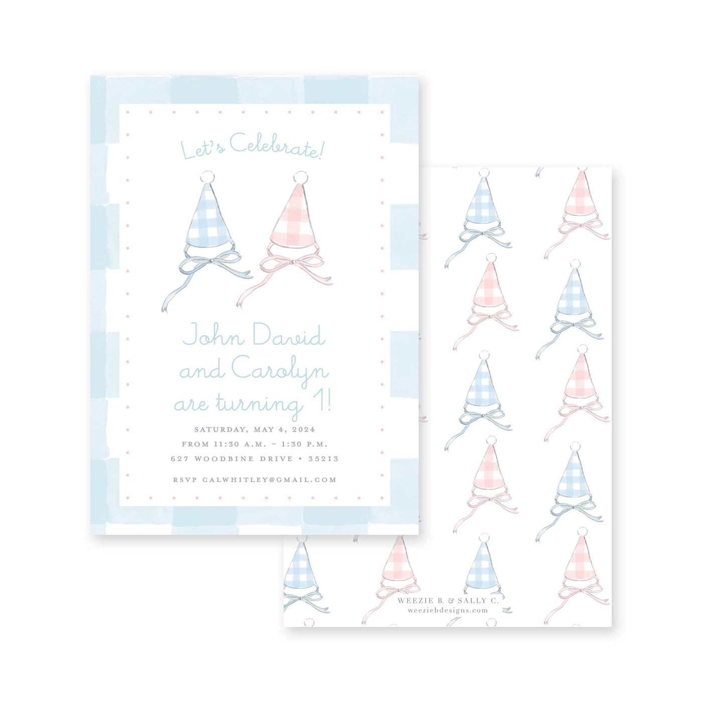 Party Hats Gingham Birthday