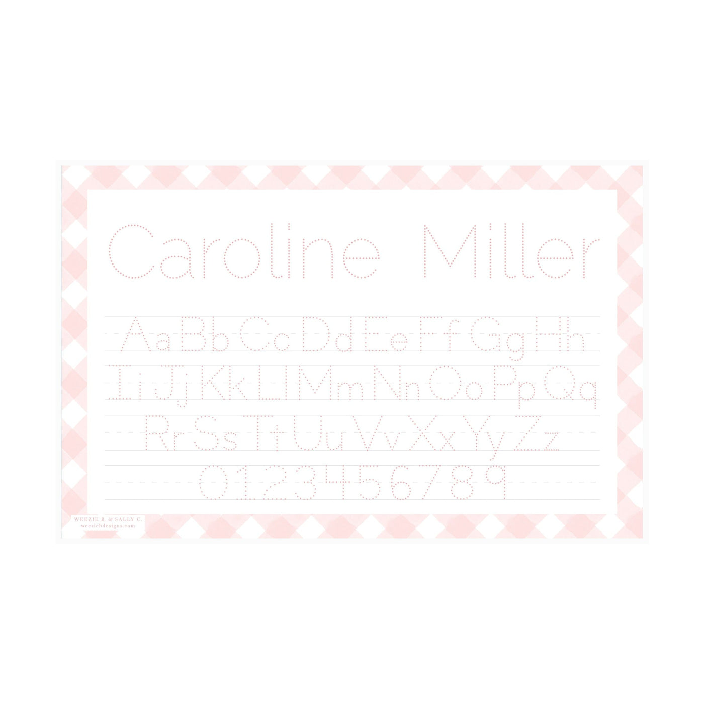 Letter Tracing Gingham Placemat