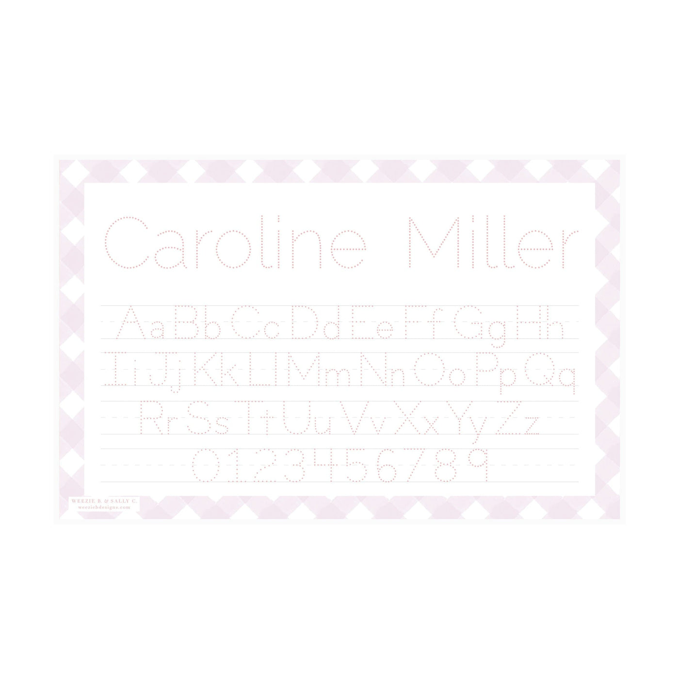 Letter Tracing Gingham Placemat