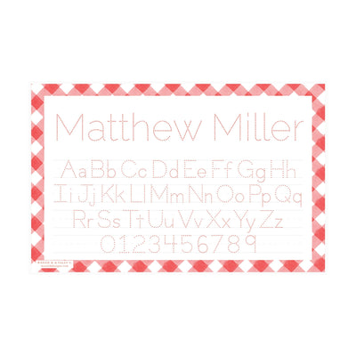 Letter Tracing Gingham Placemat