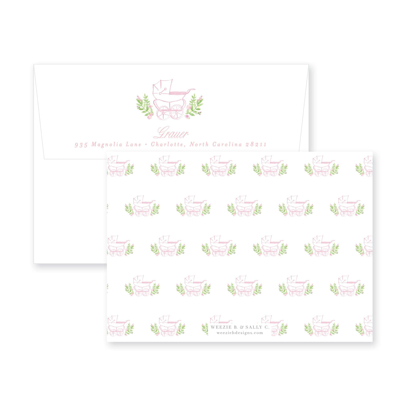 From the Nursery of Prim Pram Flat Note Card