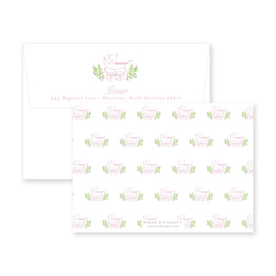 From the Nursery of Prim Pram Flat Note Card