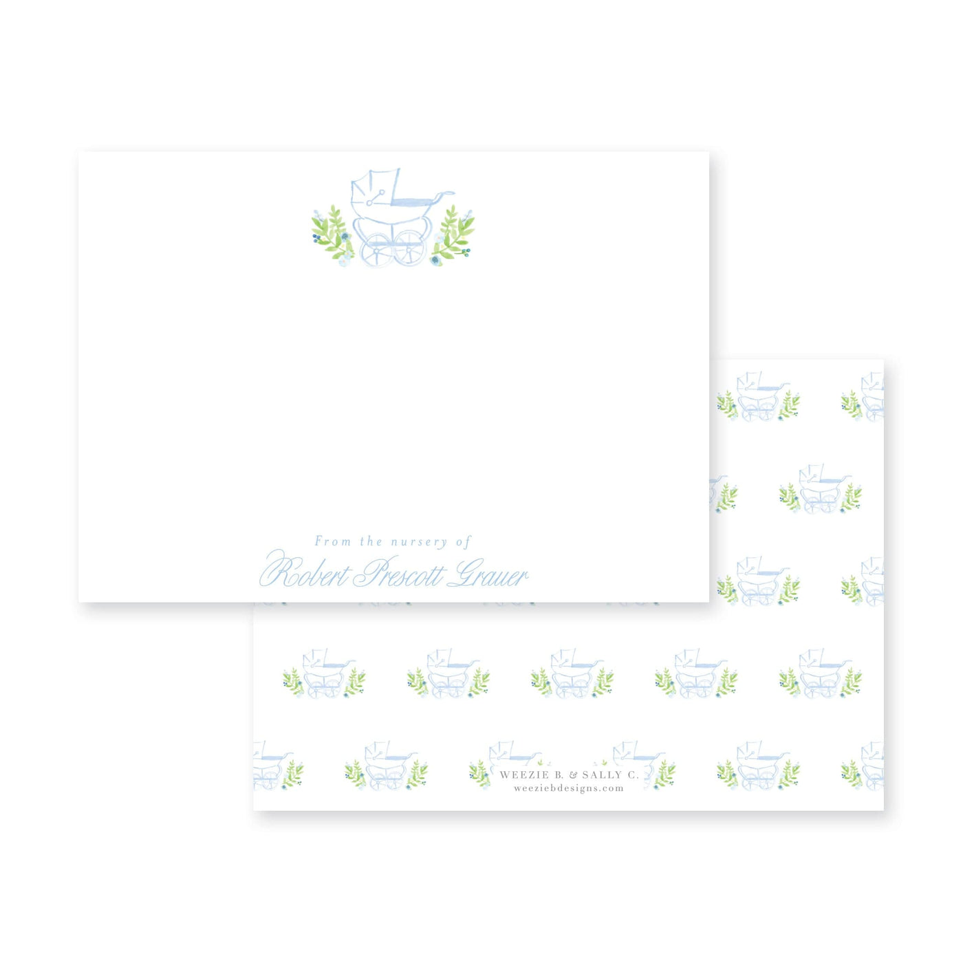 From the Nursery of Prim Pram Flat Note Card