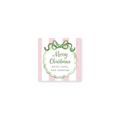 Striped Bow Frame Christmas Gift Stickers