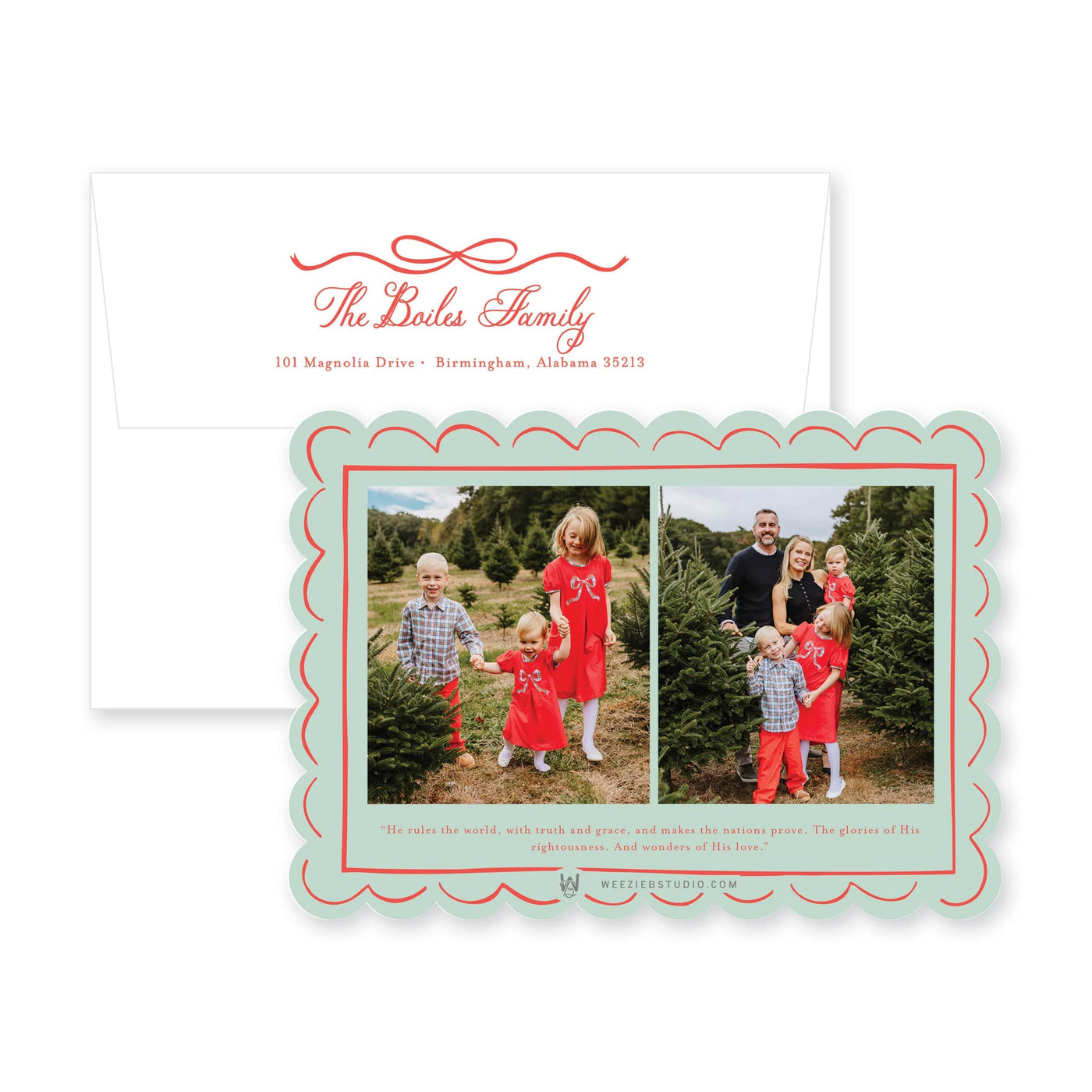 Scallop Bow Frame Horizontal Christmas Card