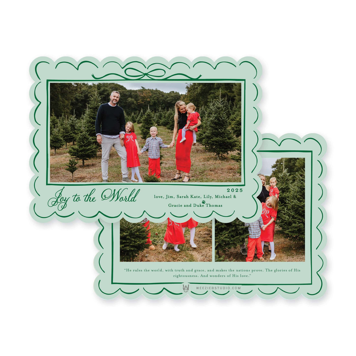Scallop Bow Frame Horizontal Christmas Card