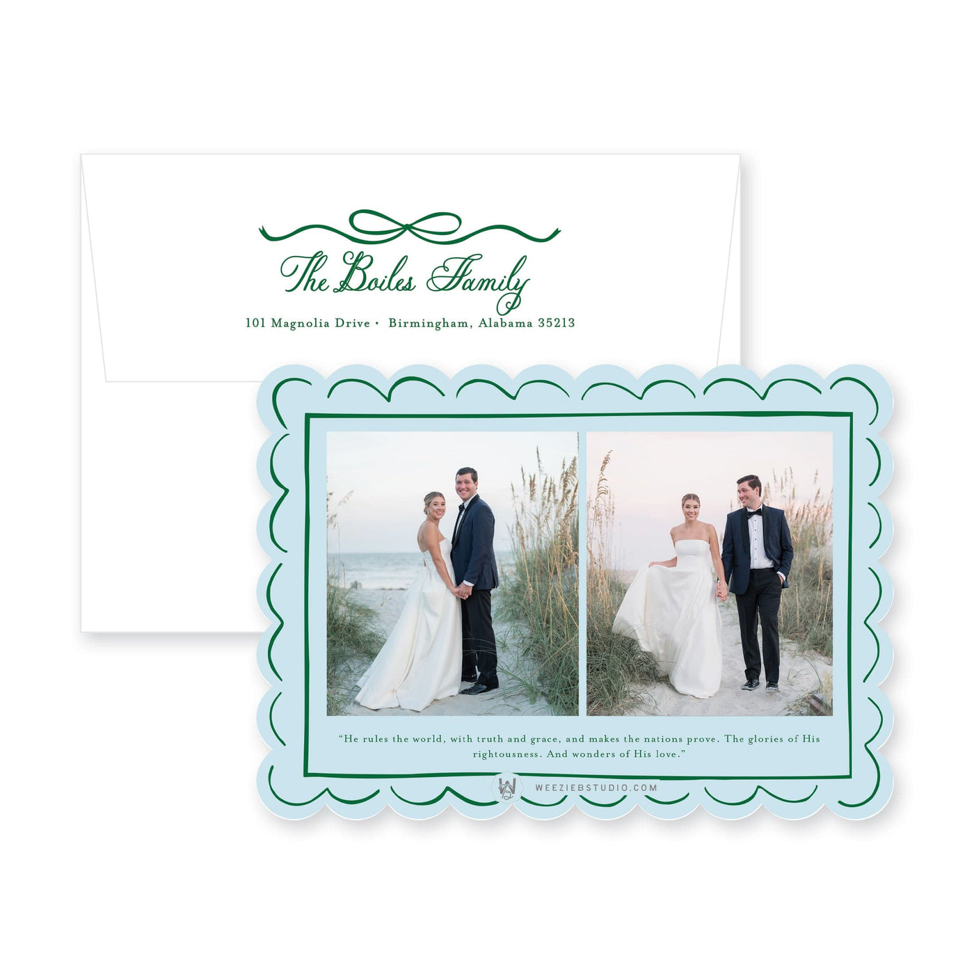 Scallop Bow Frame Horizontal Christmas Card