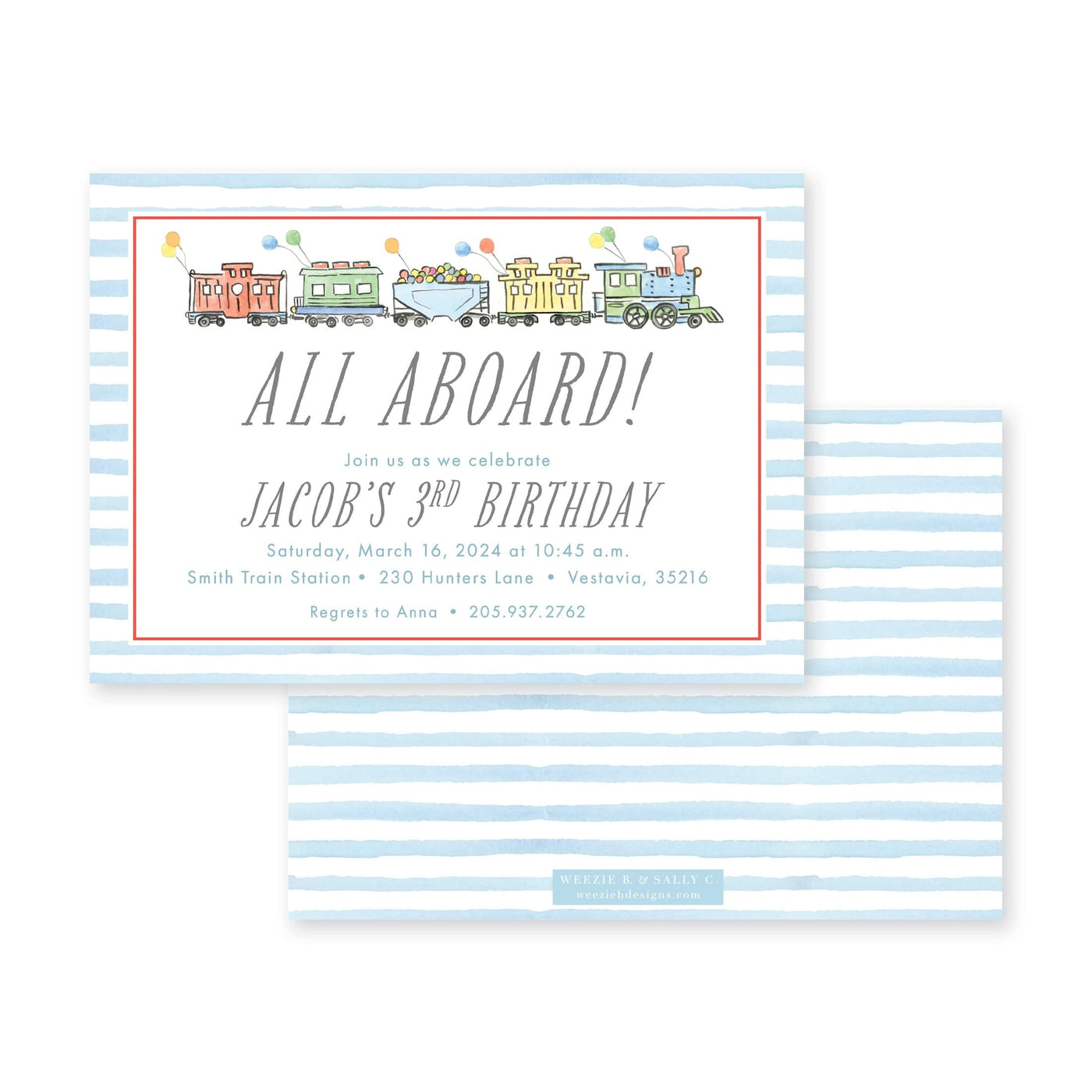 Train Party Watercolor Birthday
