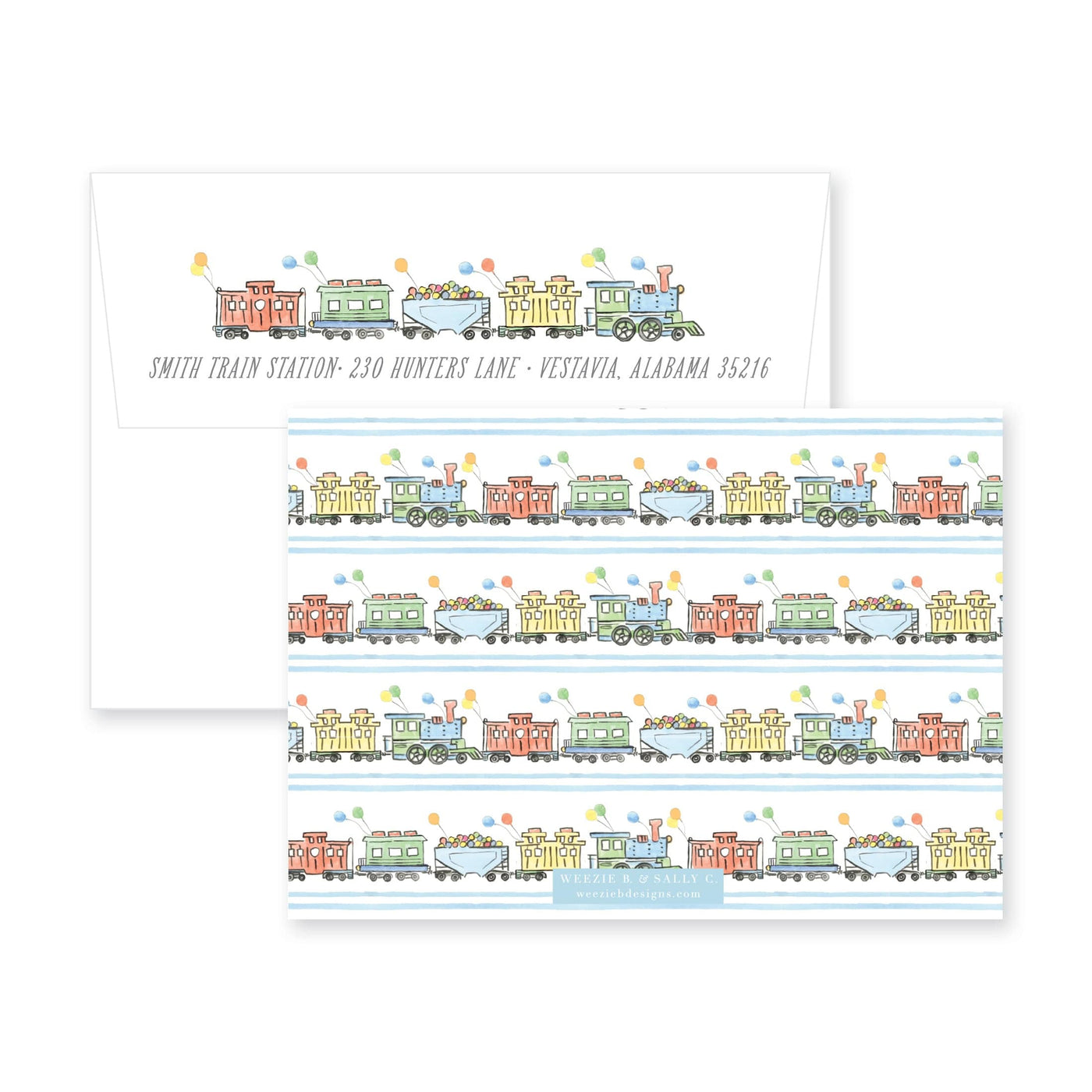 Train Party Watercolor Birthday