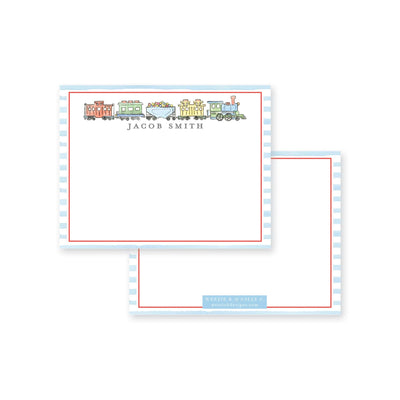 Watercolor Train Flat Note Card
