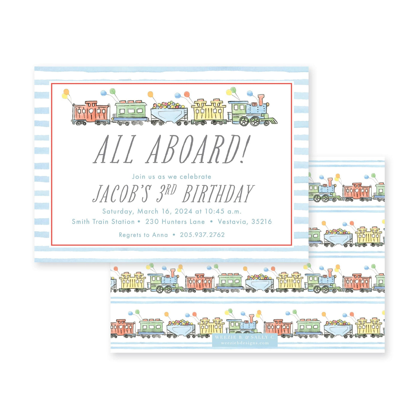 Train Party Watercolor Birthday