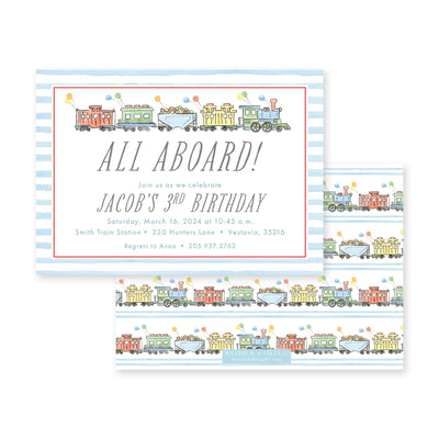 Train Party Watercolor Birthday