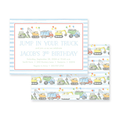 Construction Truck Watercolor Birthday