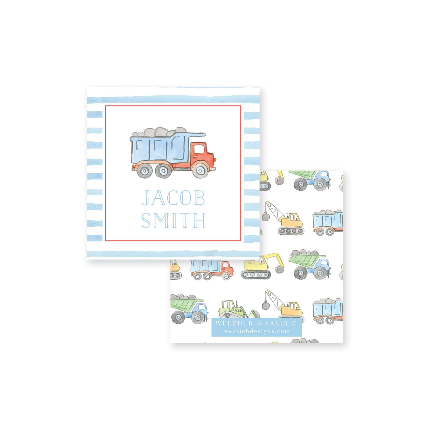 Construction Truck Watercolor Calling Card
