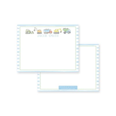 Construction Truck Watercolor Flat Note Card