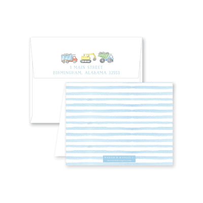 Construction Truck Watercolor Folded Note Card