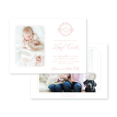 Victorian Wreath Horizontal Birth Announcement