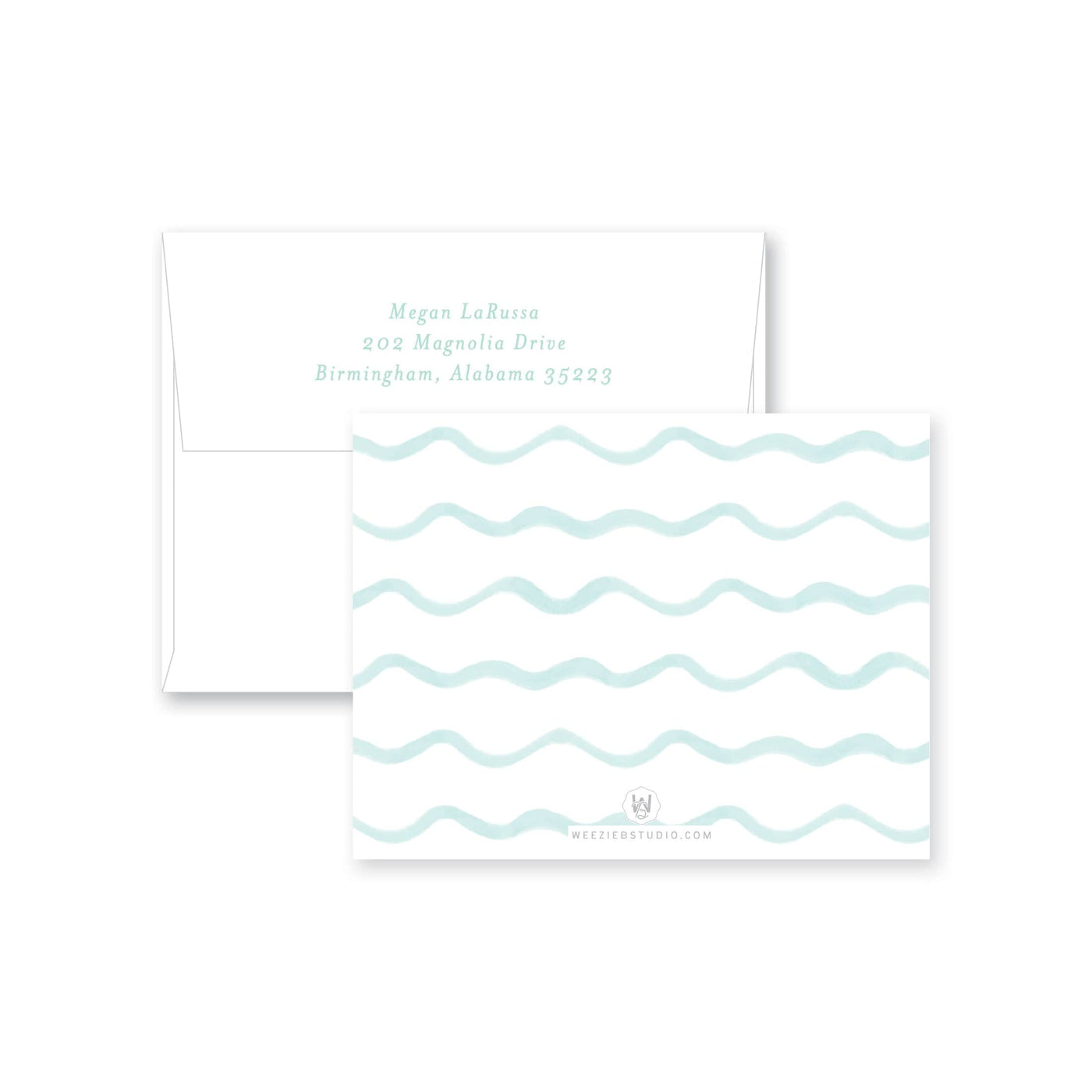 Wavy Watercolor Flat Note Card