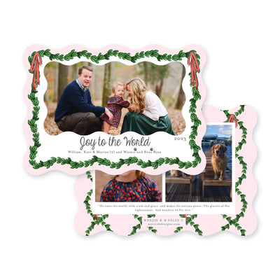 Wavy Boxwood with Bows Horizontal Christmas