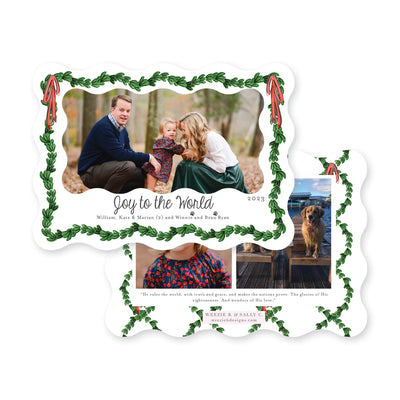 Wavy Boxwood with Bows Horizontal Christmas