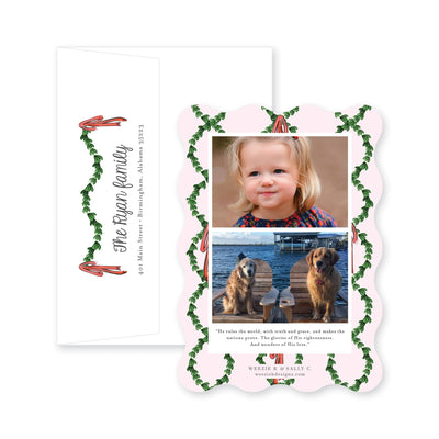 Wavy Boxwood with Bows Vertical Christmas