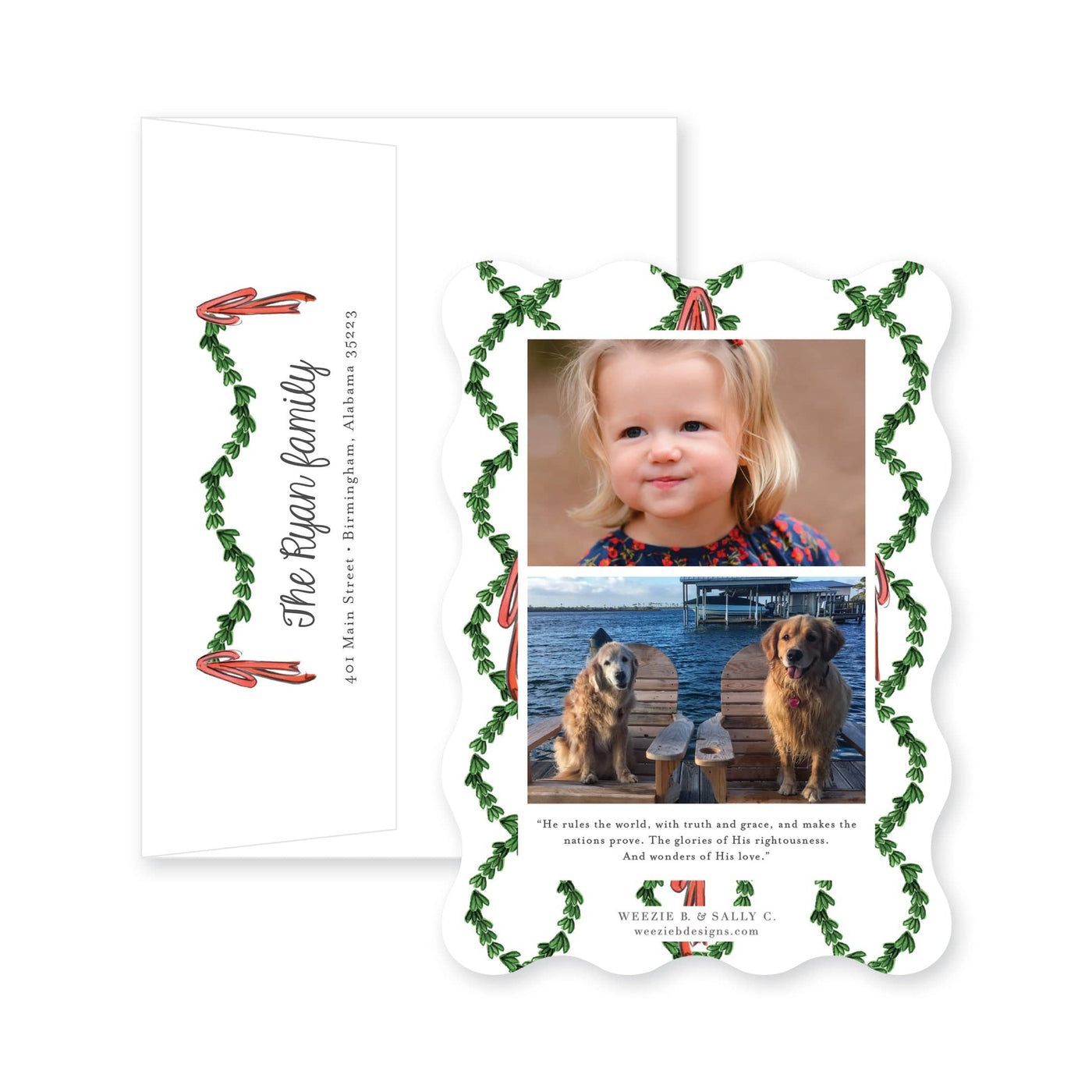 Wavy Boxwood with Bows Vertical Christmas