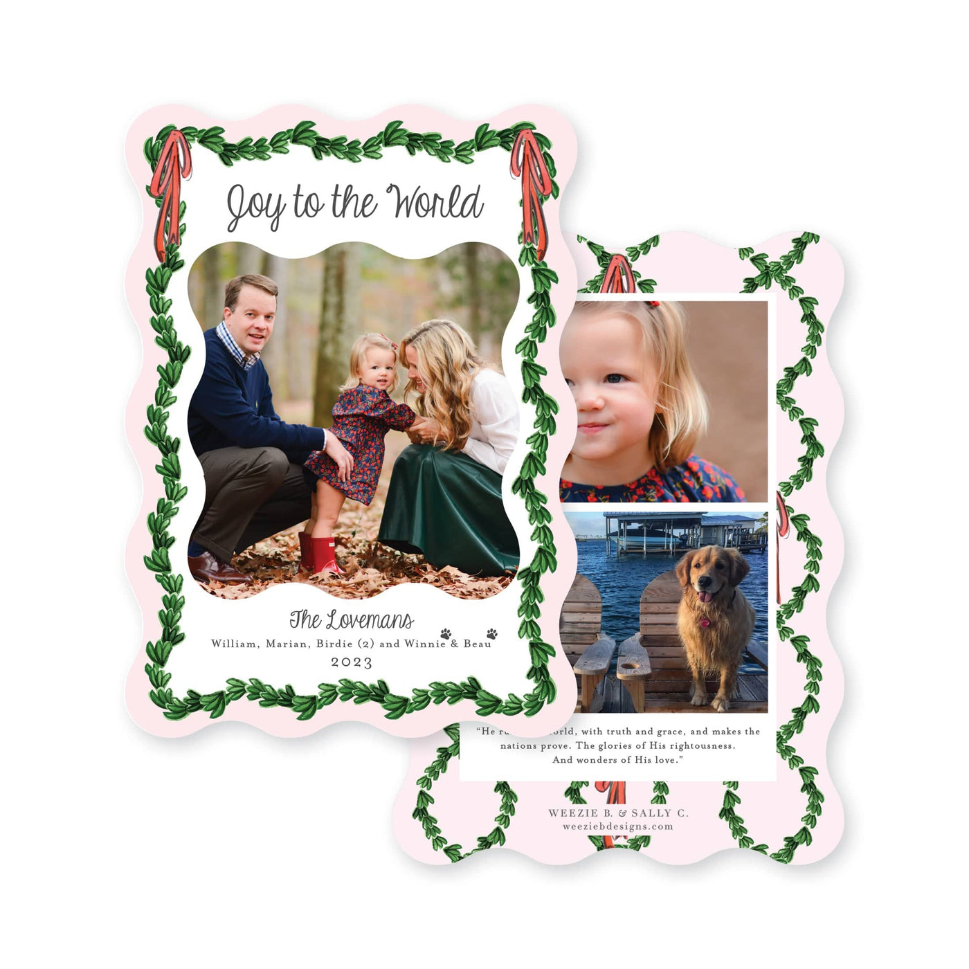 Wavy Boxwood with Bows Vertical Christmas