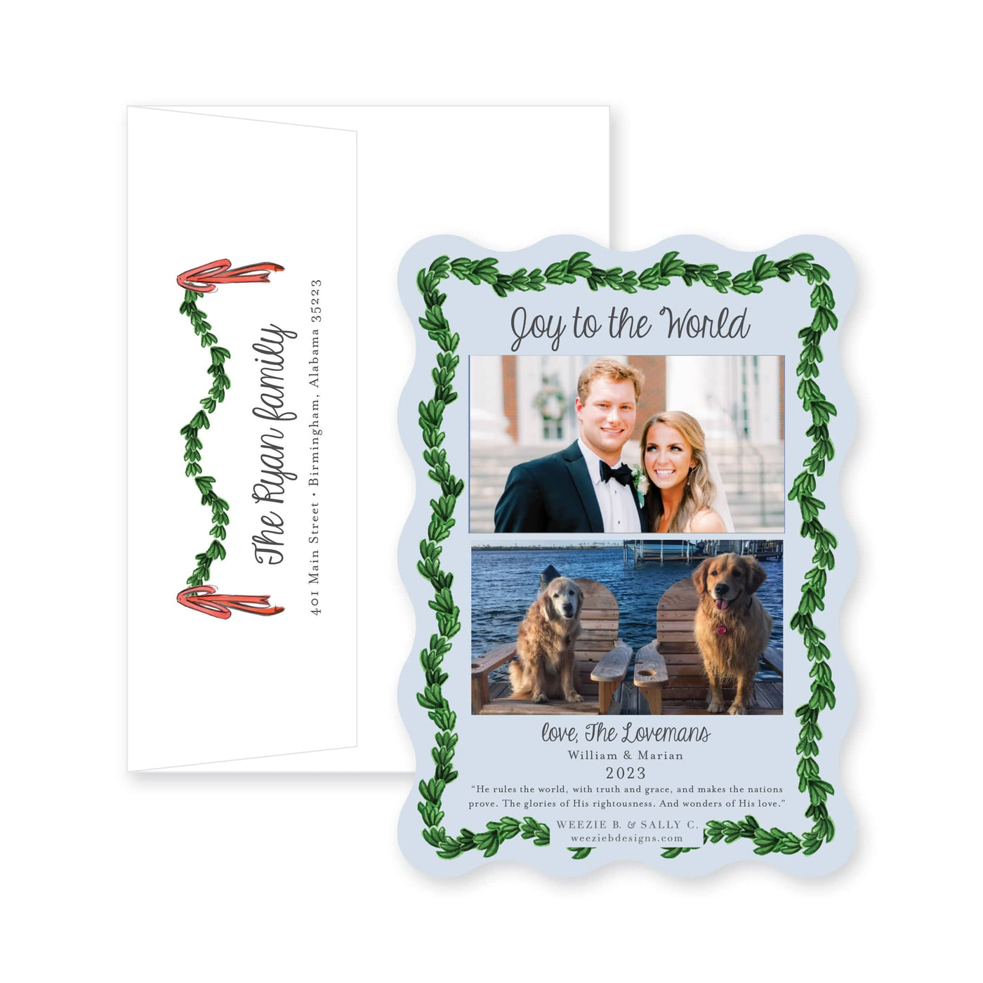 Wavy Boxwood with Bows Full Photo Vertical Christmas