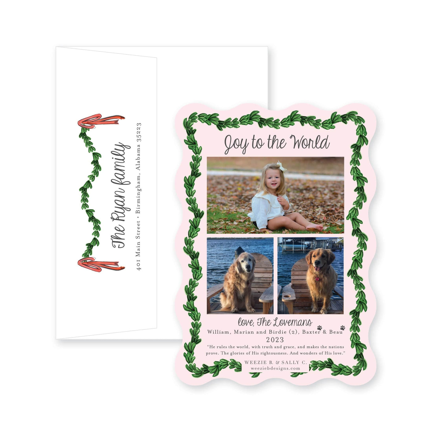Wavy Boxwood with Bows Full Photo Vertical Christmas