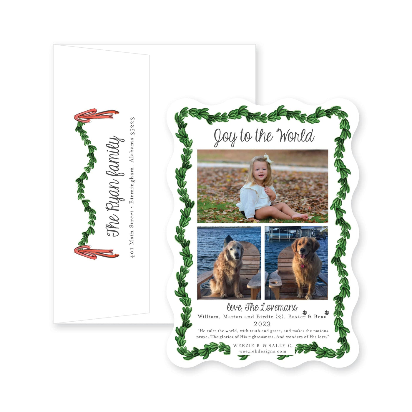 Wavy Boxwood with Bows Full Photo Vertical Christmas