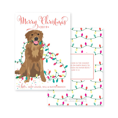 Illustrated Dog with Christmas Lights