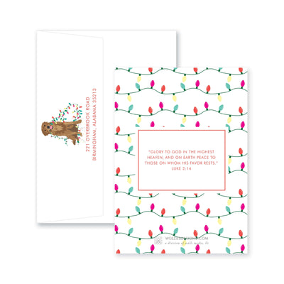 Illustrated Dog with Christmas Lights