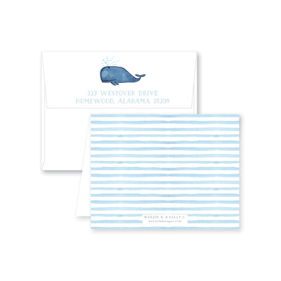 Whale Watercolor Folded Note Card
