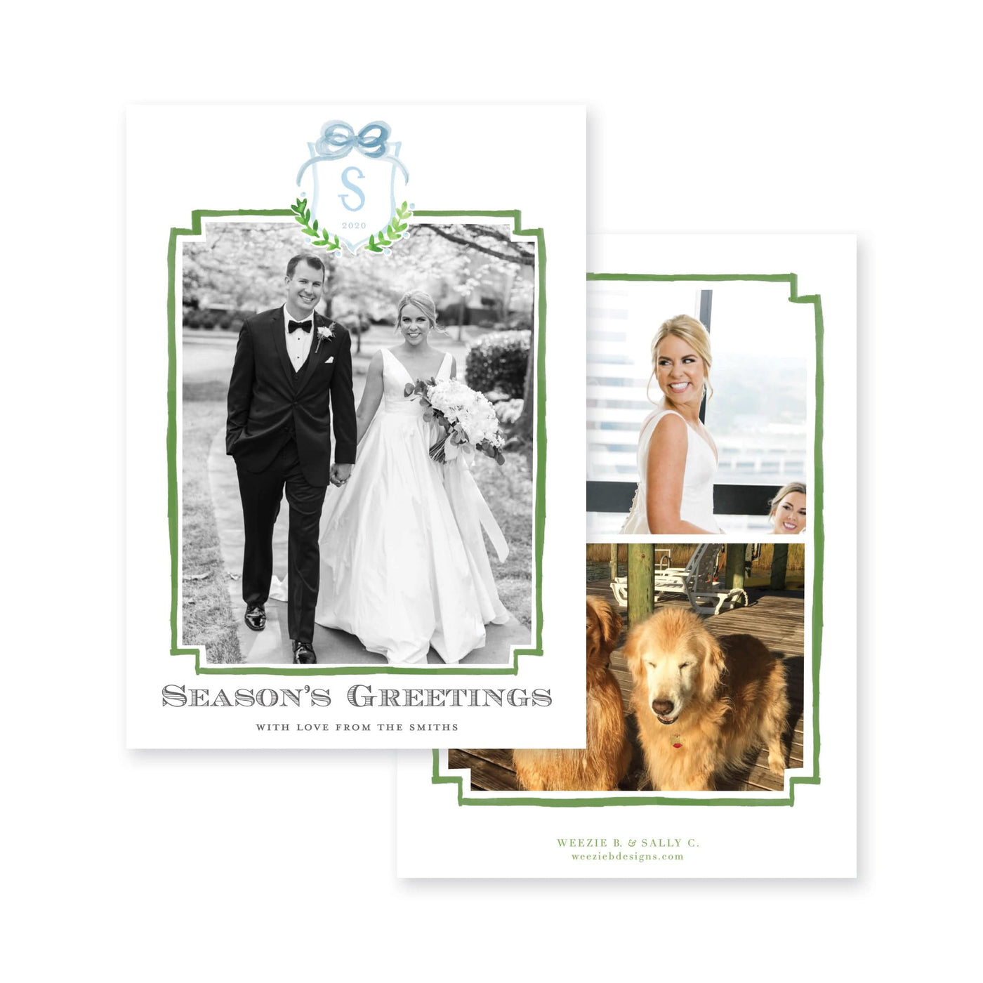 Crest With Big Bow Vertical Christmas Card