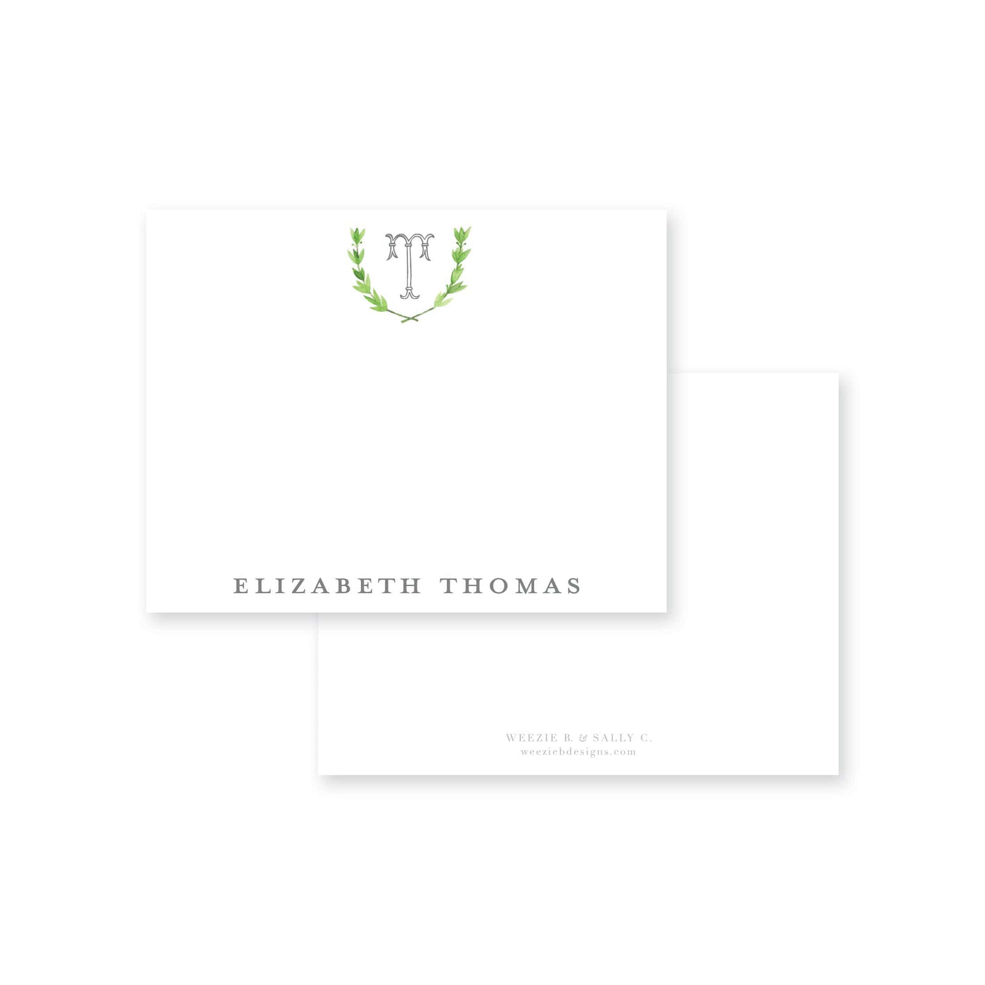 Watercolor Laurel Flat Note Card