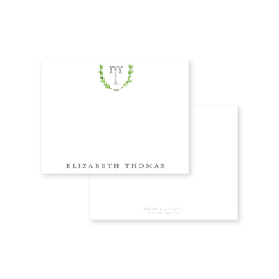 Watercolor Laurel Flat Note Card
