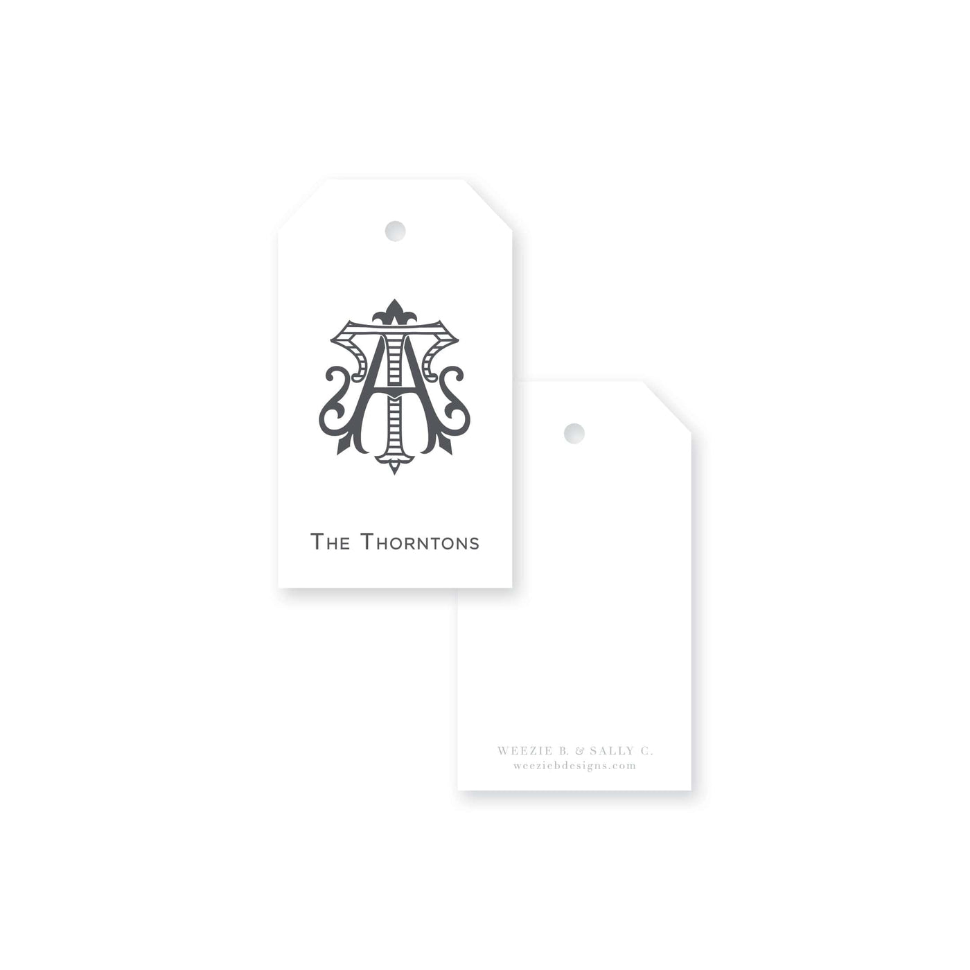 Two-Letter Intertwine Striped Gift Tag