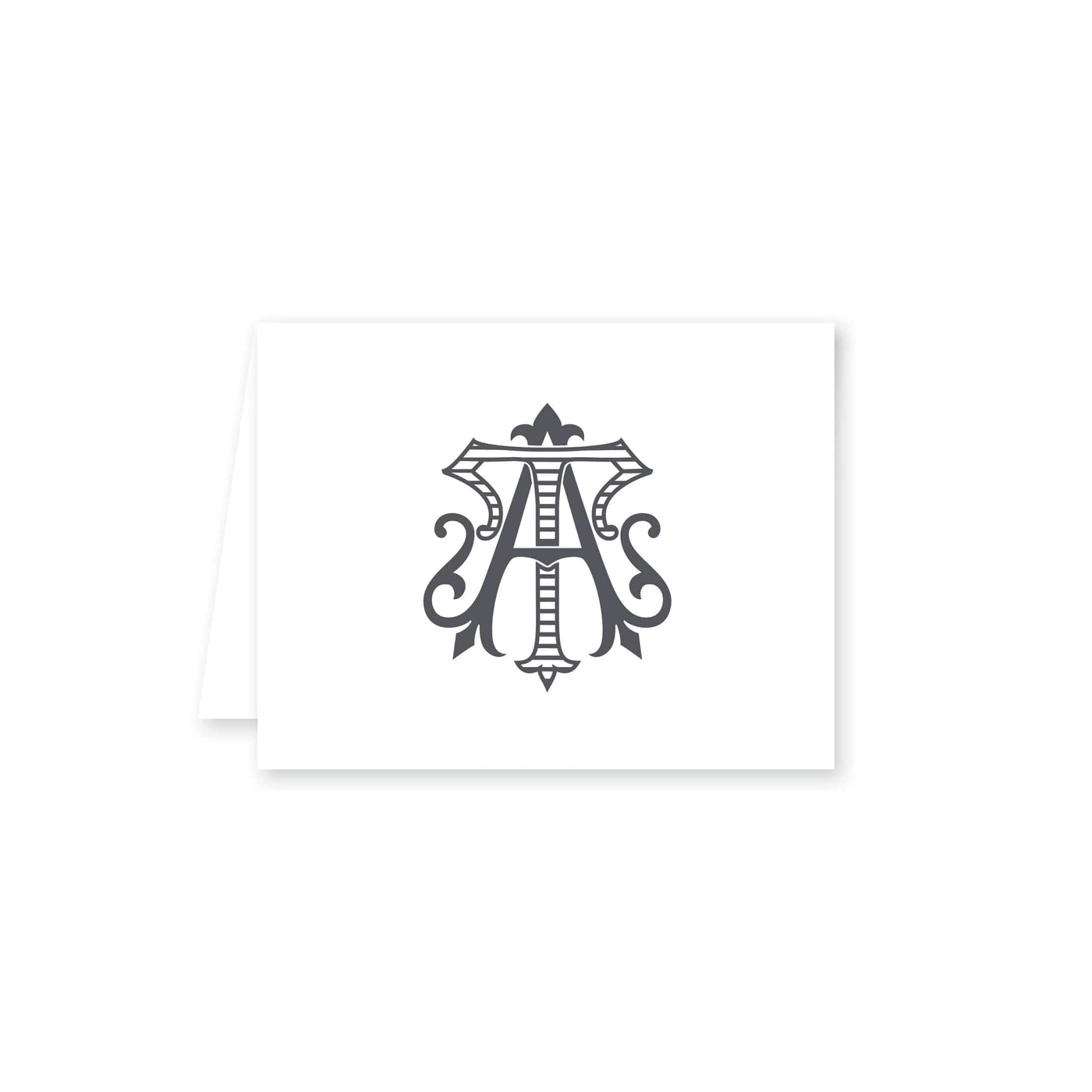 Two-Letter Intertwine Striped Folded Note Card