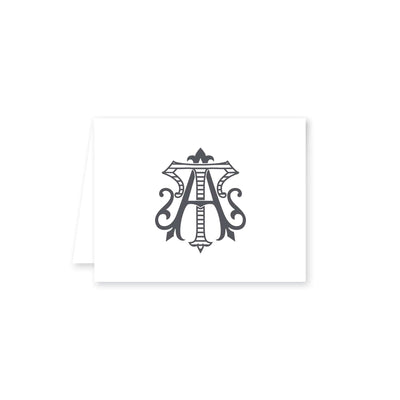 Two-Letter Intertwine Striped Folded Note Card