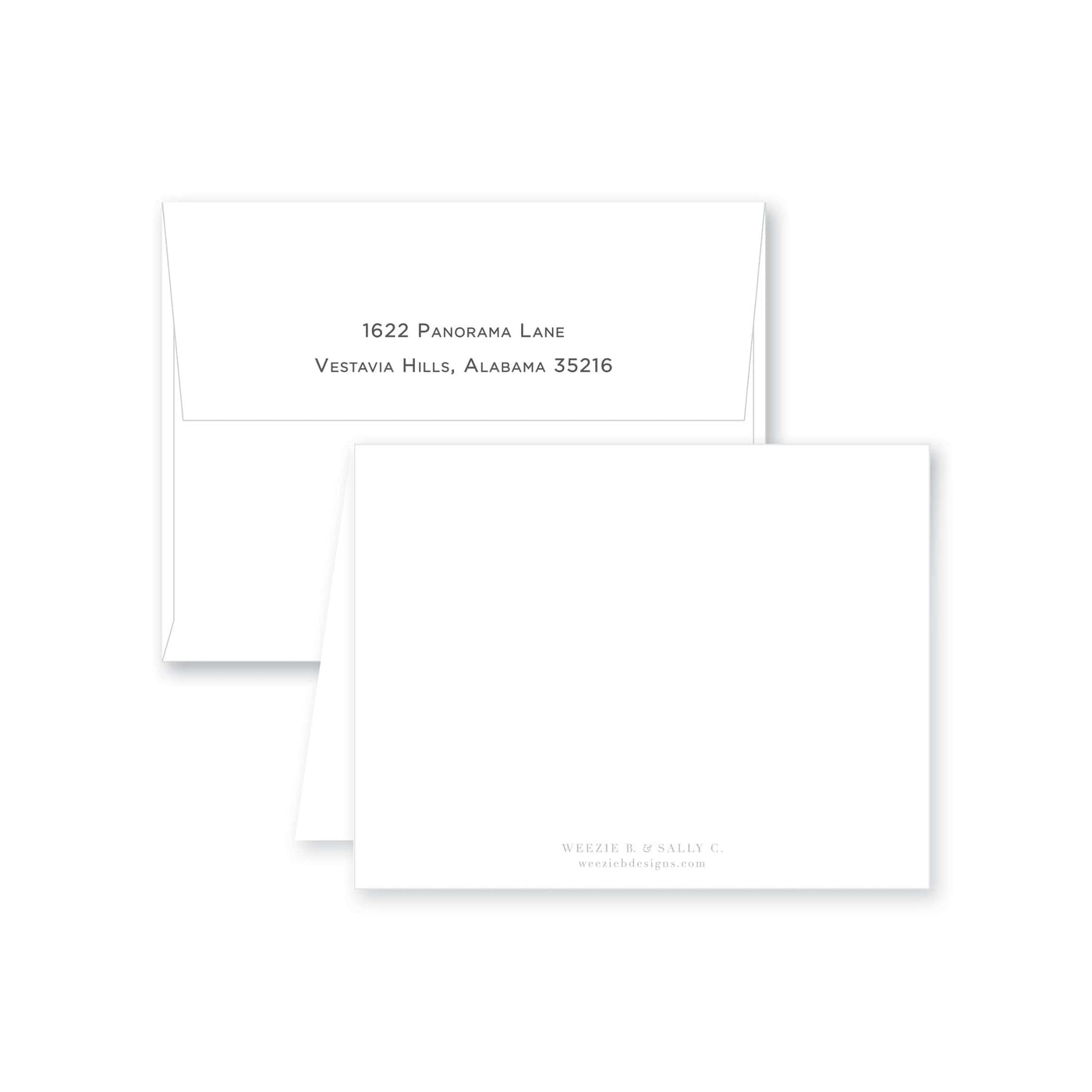Two-Letter Intertwine Striped Folded Note Card