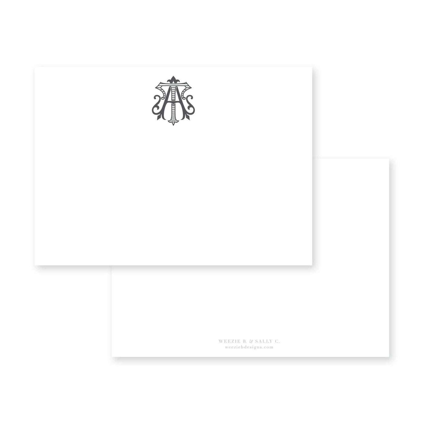 Two-Letter Intertwine Striped Flat Note Card