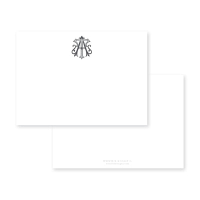 Two-Letter Intertwine Striped Flat Note Card