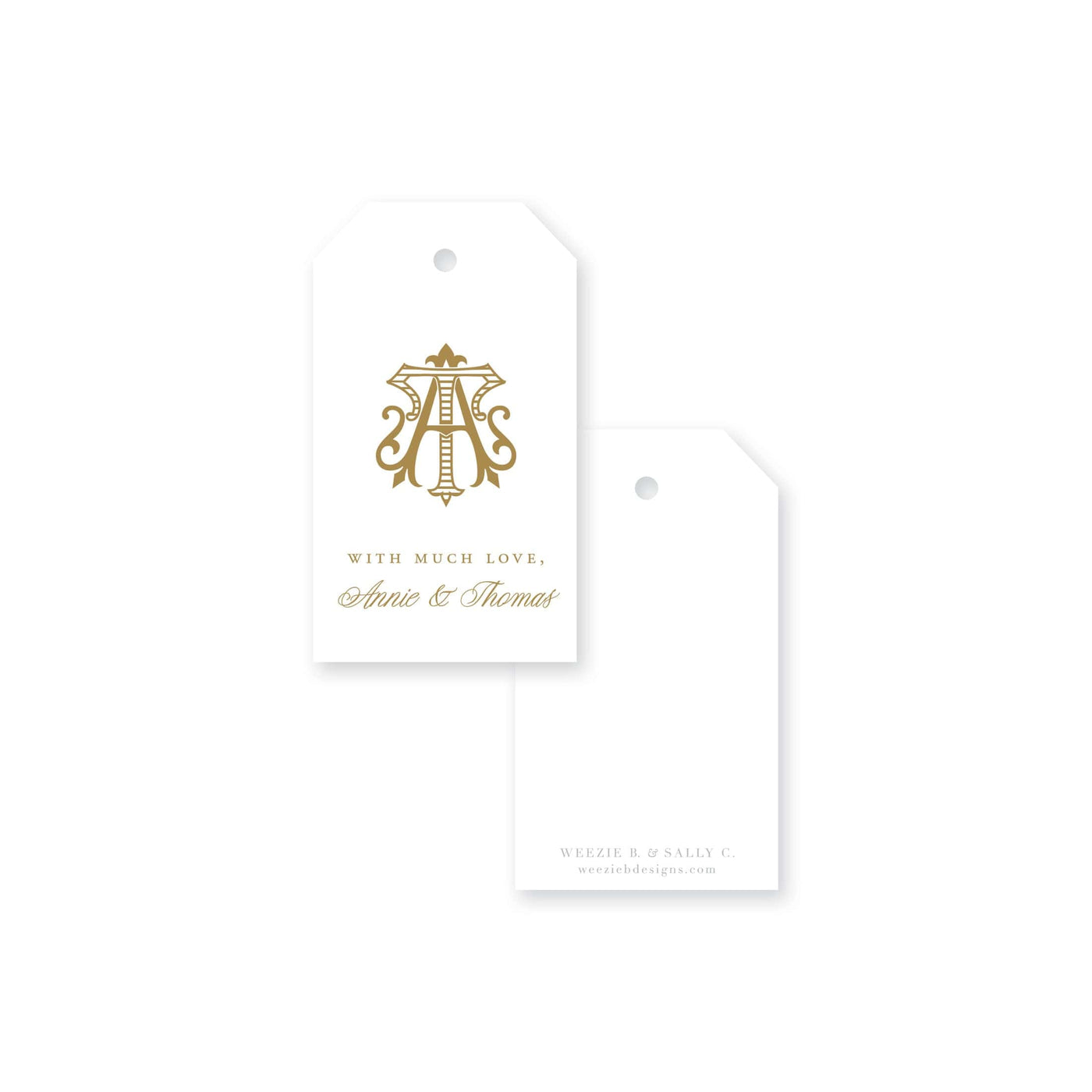Two-Letter Intertwine Striped II Gift Tag