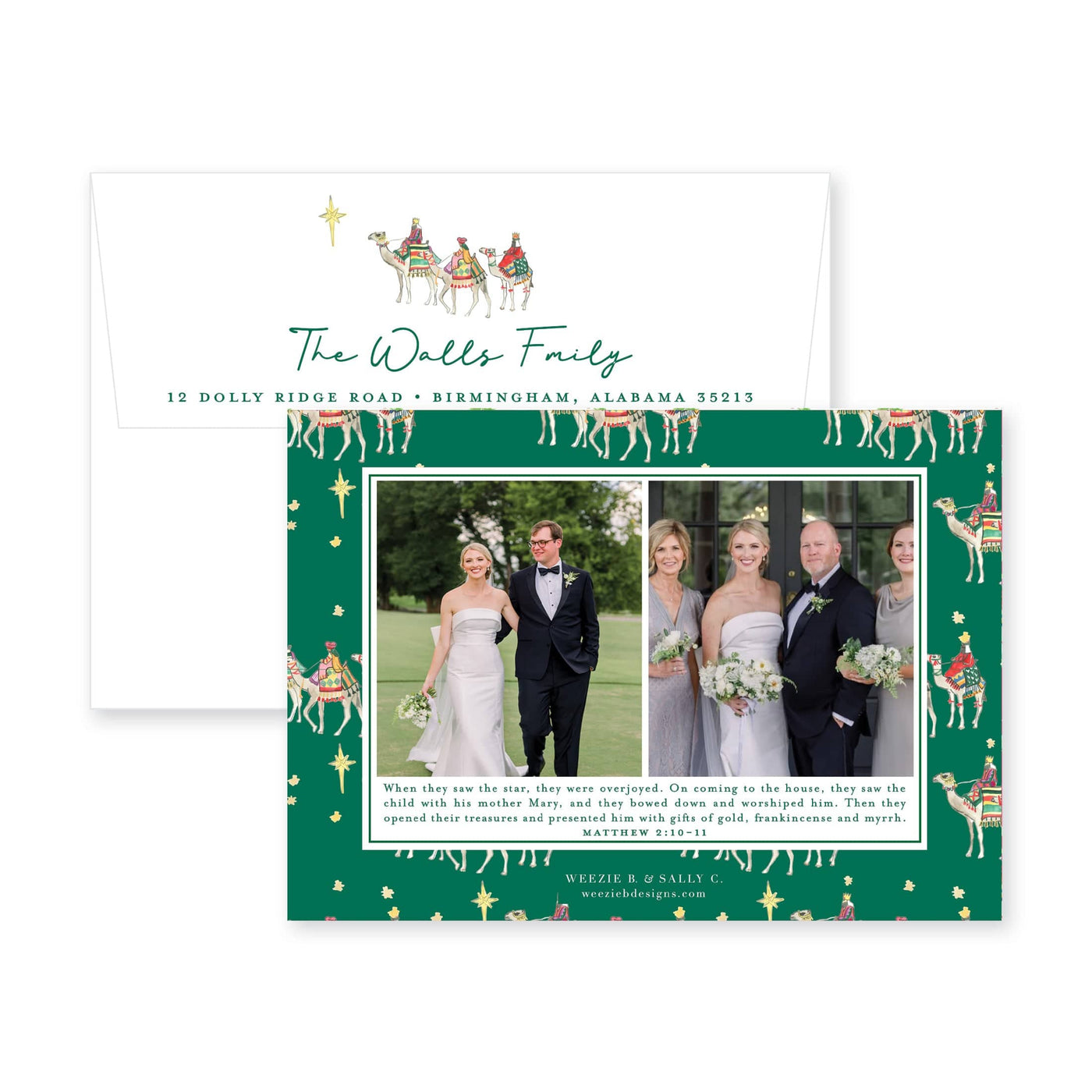 We Three Kings with Border Horizontal Christmas Card