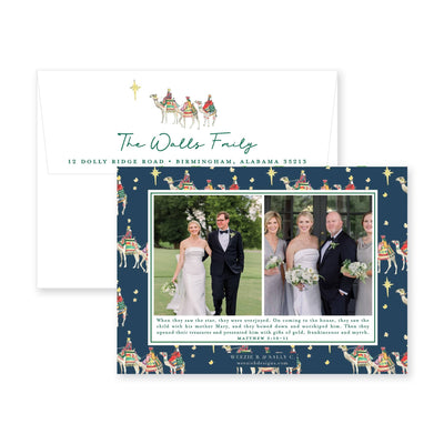 We Three Kings with Border Horizontal Christmas Card